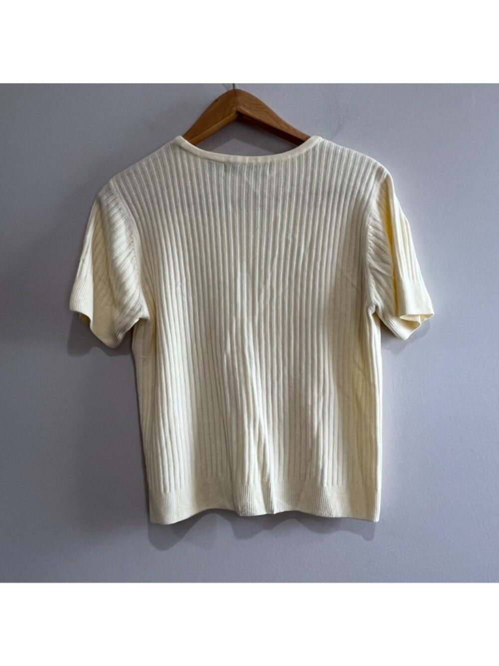 Chandler Hill Acrylic Sweater Womens L Buttery Yellow Short Sleeve Cottagecore 9 - Picture 2 of 5